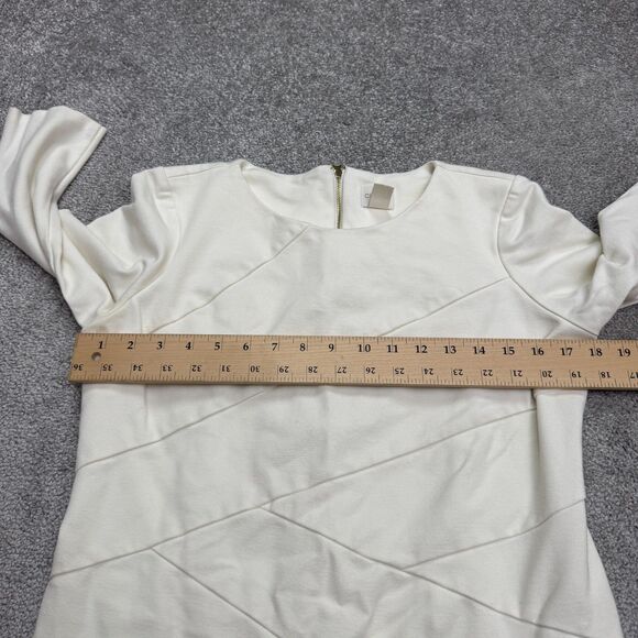Chico's Midi Sheath Dress Womens 0 us 4 Cream Ivory 3/4 Sleeve Ponte Knit Work - Picture 16 of 16